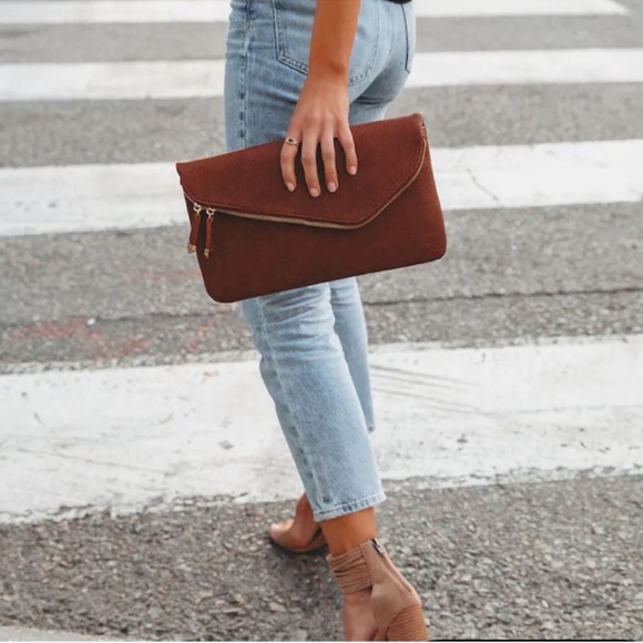 VICI Stella Envelope Clutch Cross body Zip Bag Purse with detachable gold chain - Picture 2 of 8